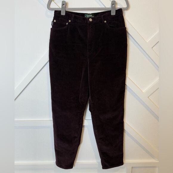 Lauren Ralph Lauren Pants - Lauren Ralph Lauren Tapered Corduroy Pants Maroon Size 12 Petite